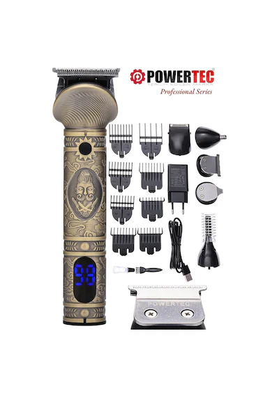 Powertec TR-1000 Tıraş Makinesi 6in1 Saç Sakal Vücut Kulak Burun Erkek Bakım Kiti